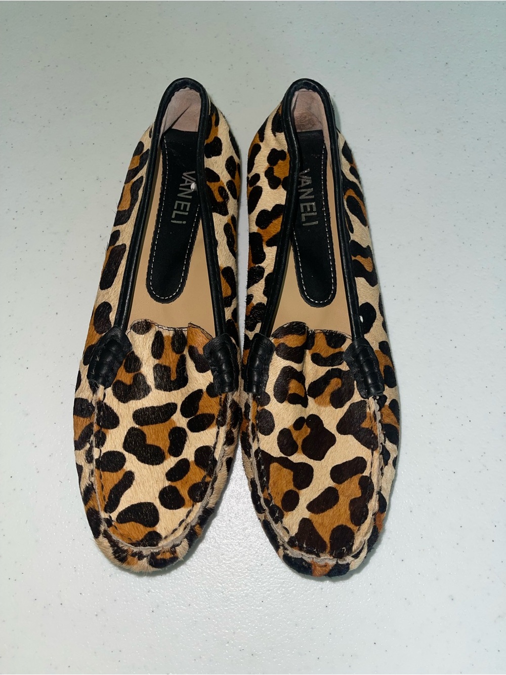 Vaneli Leopard Print Calf Hair Loafers - Size 7.5A Narrow width